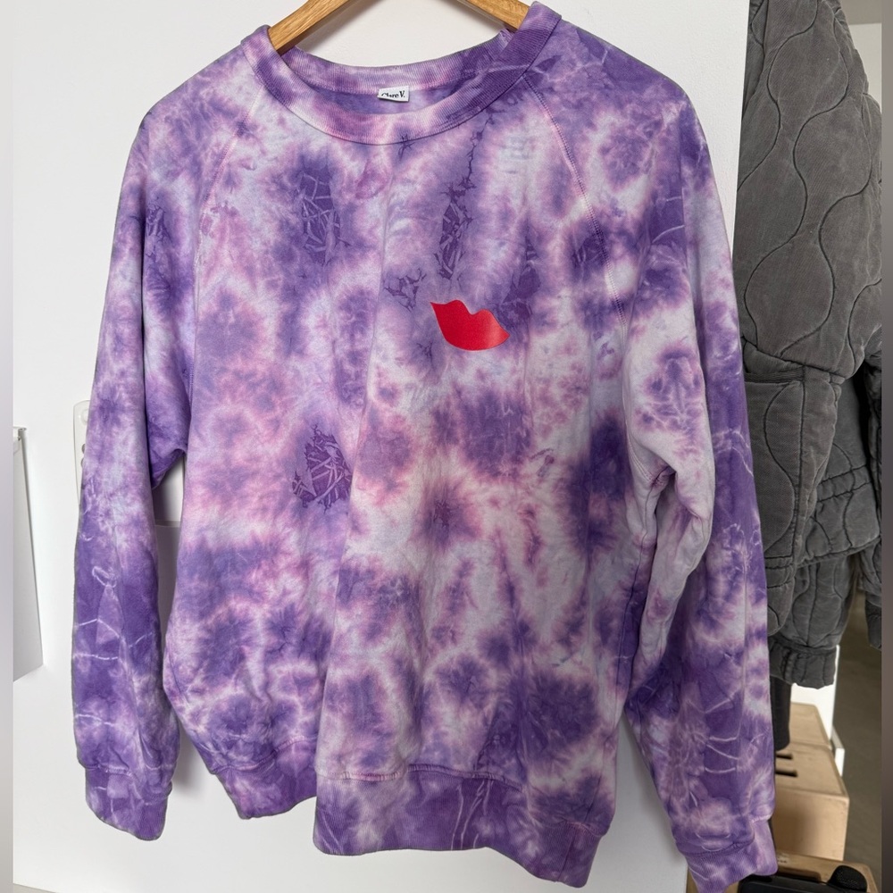 Brand New Claire V Poppy Tie Dye XL Crew Neck Sweater purple SO SOFT 💜